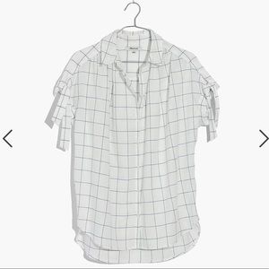 Madewell Central Tie-Sleeve Shirt in Windowpane